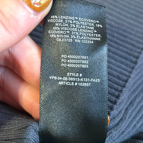 Aritzia Wilfred Dark Gray Blue High Neck Sleeveless Ribbed Maxi Dress Size Small - Picture 7 of 7